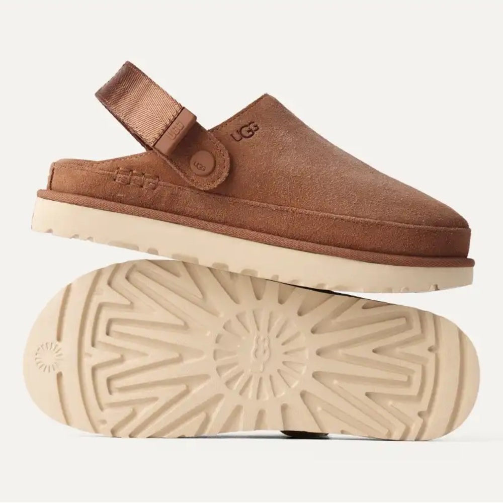 UGG Tan Slip-On Clogs with Cream Sole